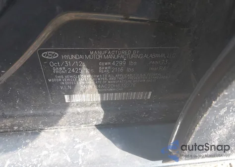 2013 Hyundai Sonata Gls from USA, damaged, VIN 5NPEB4AC2DH635276